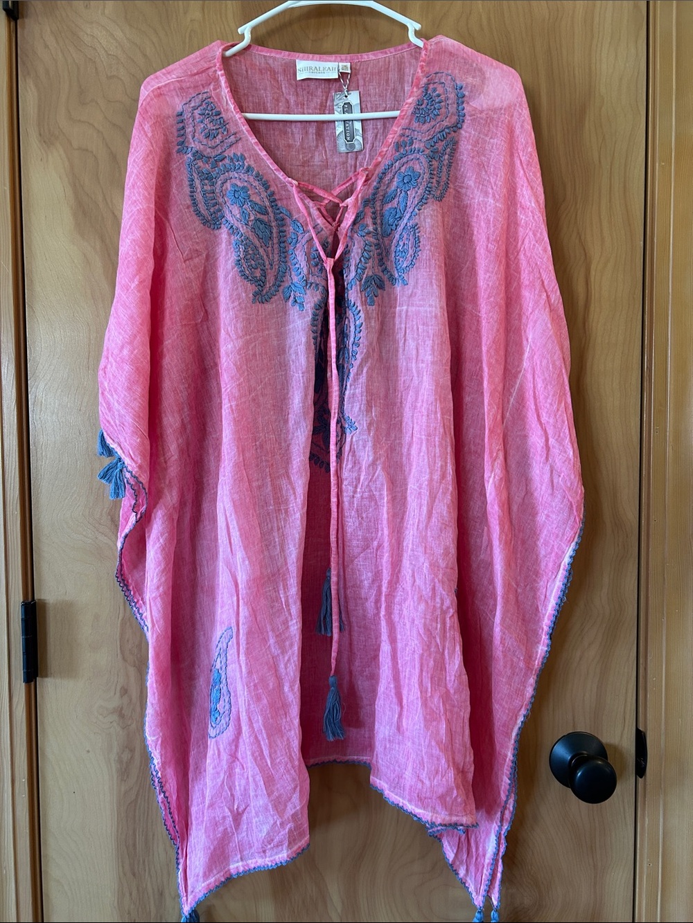 Shiraleah Pink-Hope Cover Up Linen Blend Tunic Top New with Tag